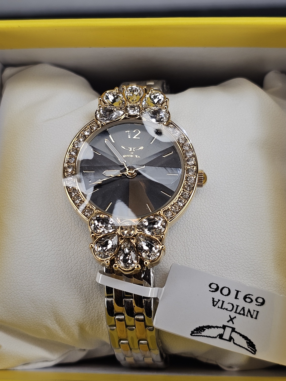 Invicta Women’s Gold & Silver Crystal Accent Dress Watch - Black Dial